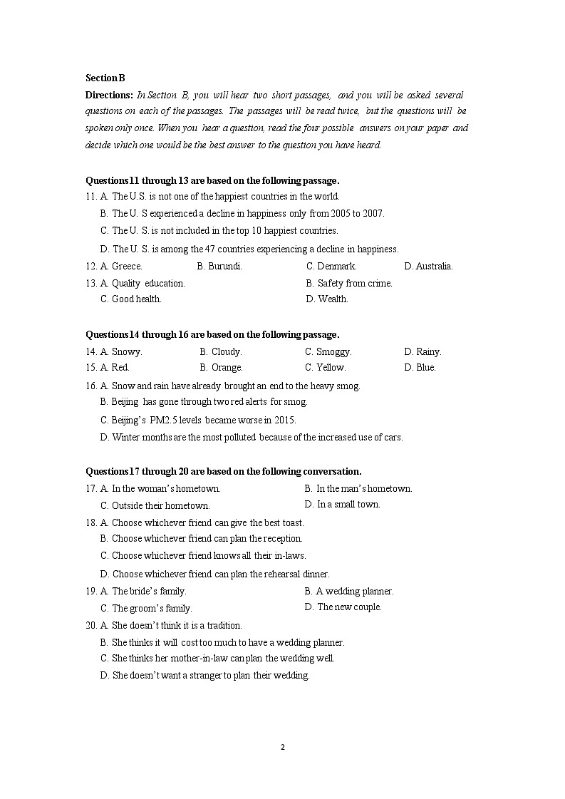 2022-2023学年上海市徐汇区重点中学高二上学期11月期中考试英语试题  Word版含答案02