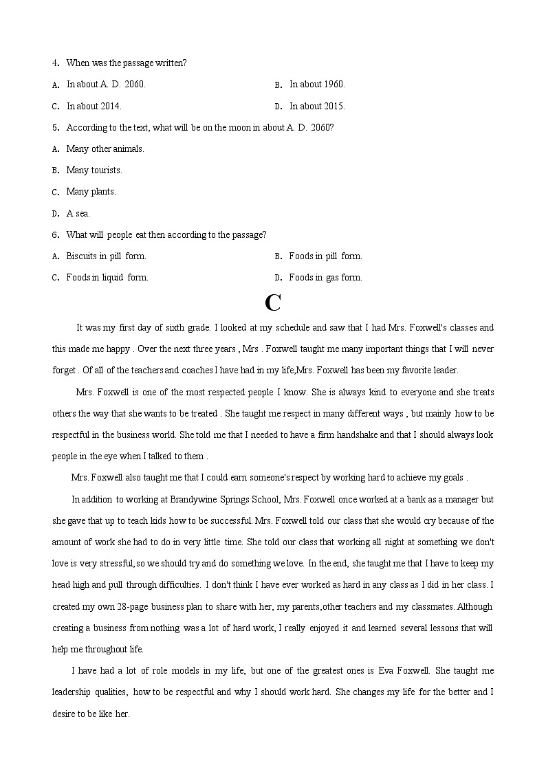2022-2023学年甘肃省陇南市等3地高三上学期期中考试英语试题（word版含答案）03