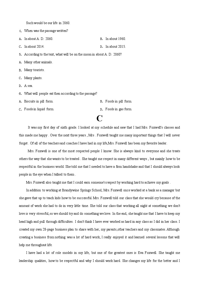 2022-2023学年甘肃省陇南市等三地高三上学期期中联考英语试题 （Word版含答案，无听力题）03