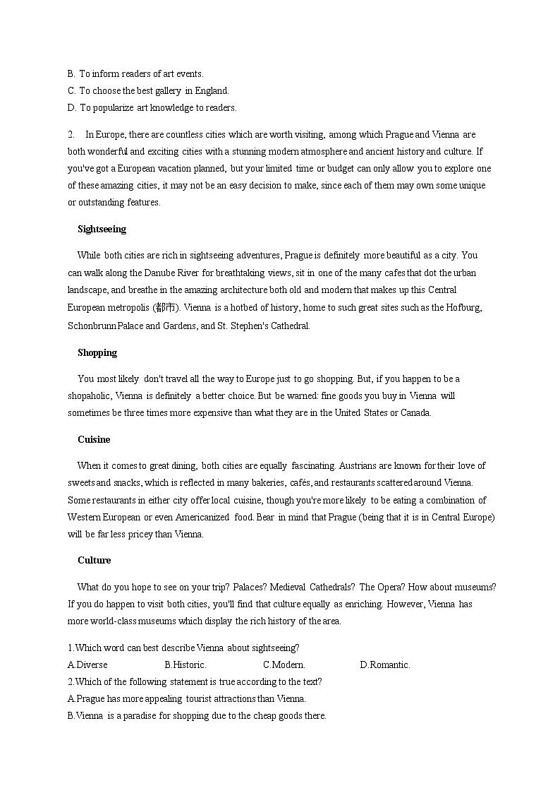 2023届新高考英语二轮专项练习阅读理解综合训练C卷作业含答案第2页