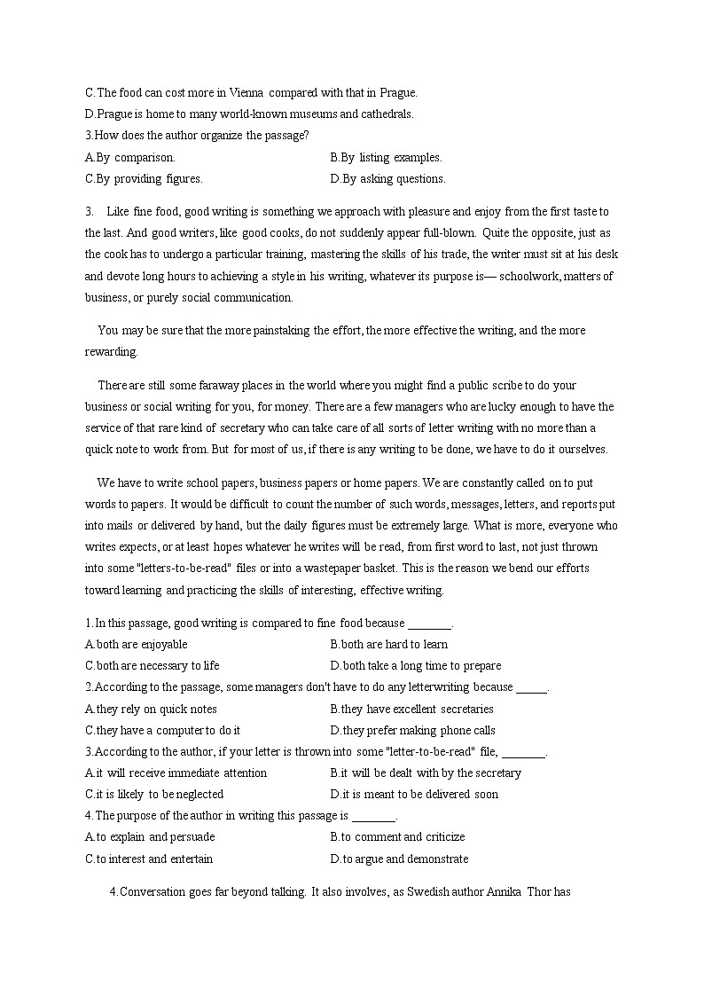 2023届新高考英语二轮专项练习阅读理解综合训练C卷作业含答案第3页