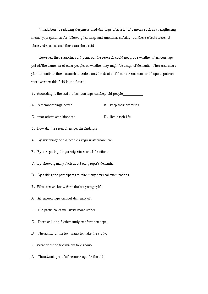 2023届高考英语二轮复习阅读理解分类训练：健康类作业含答案第3页