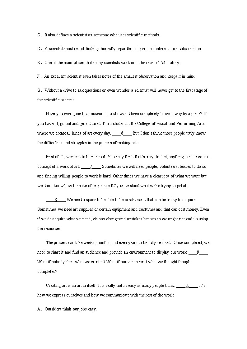 2023届高考英语二轮复习阅读七选五分类训练：工作与职业作业含答案第2页