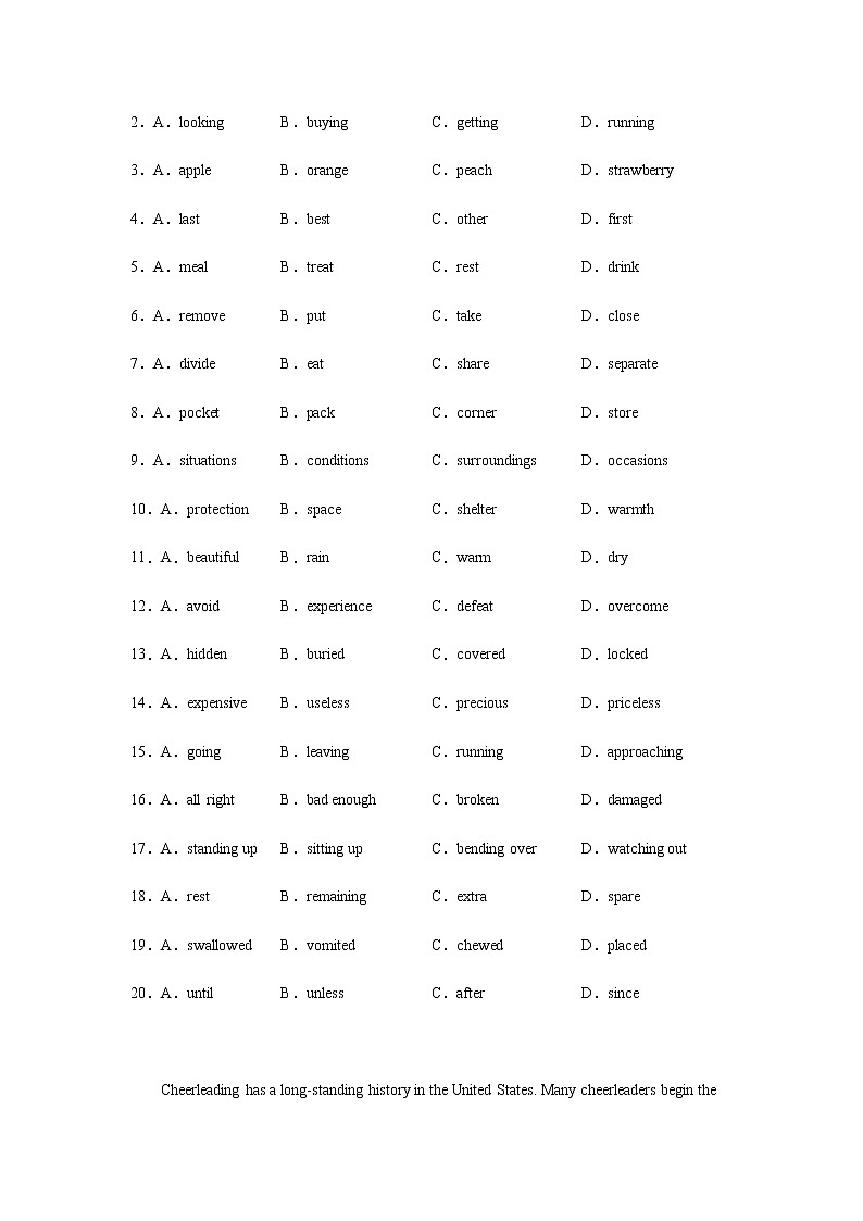 2023届高考英语二轮复习天津高考英语完形填空专项训练作业含答案第2页