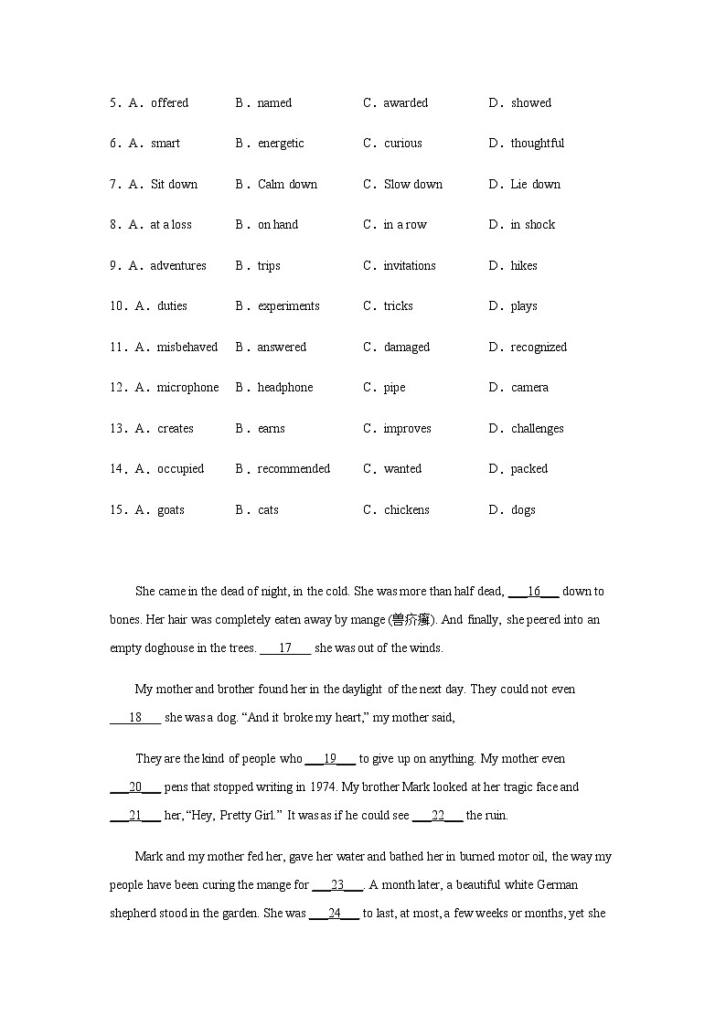 2023届高考英语二轮复习浙江高考英语完形填空专项训练作业含答案第2页