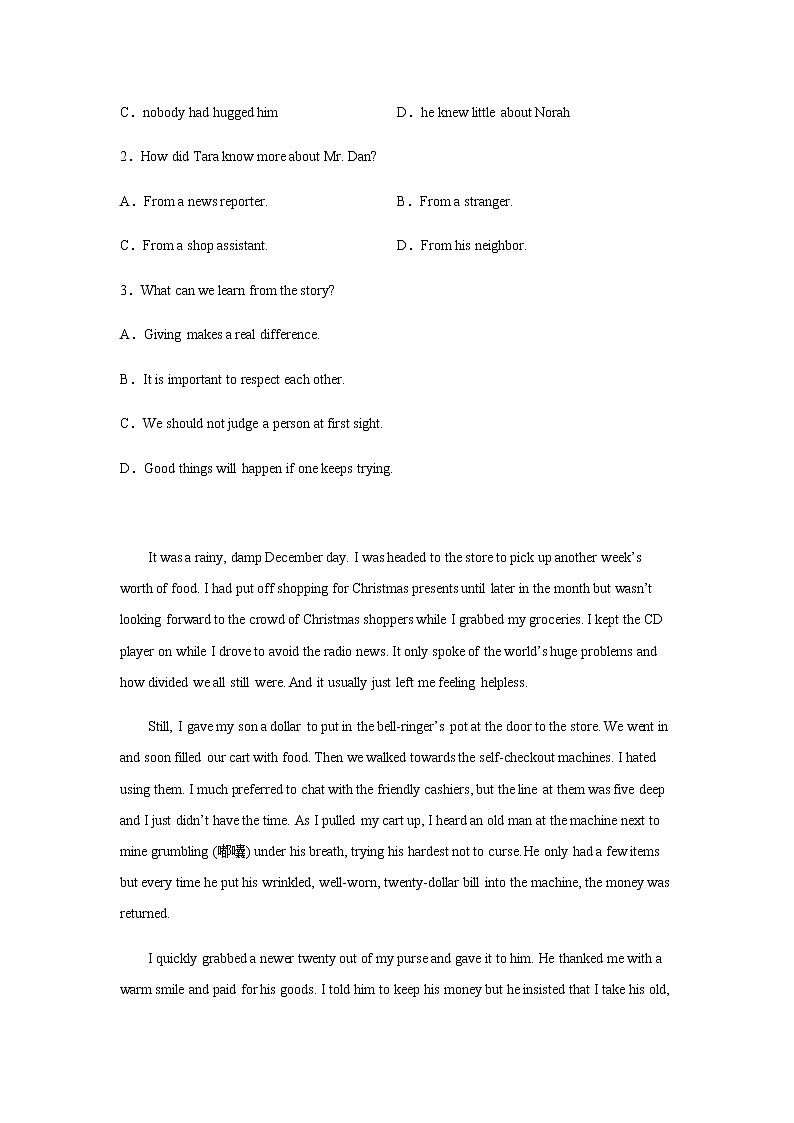 2023届高考英语二轮复习北京高考英语阅读理解专项训练作业含答案02