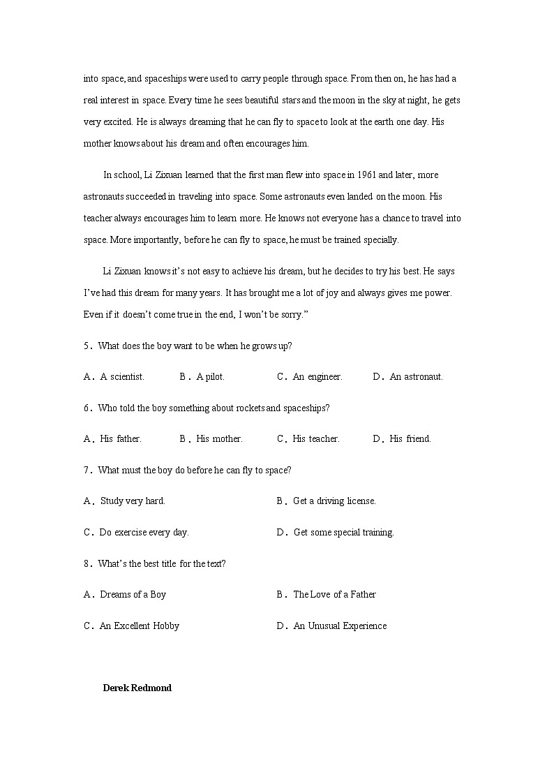 2023届高考英语二轮复习甘肃高考英语阅读理解专项训练作业含答案03