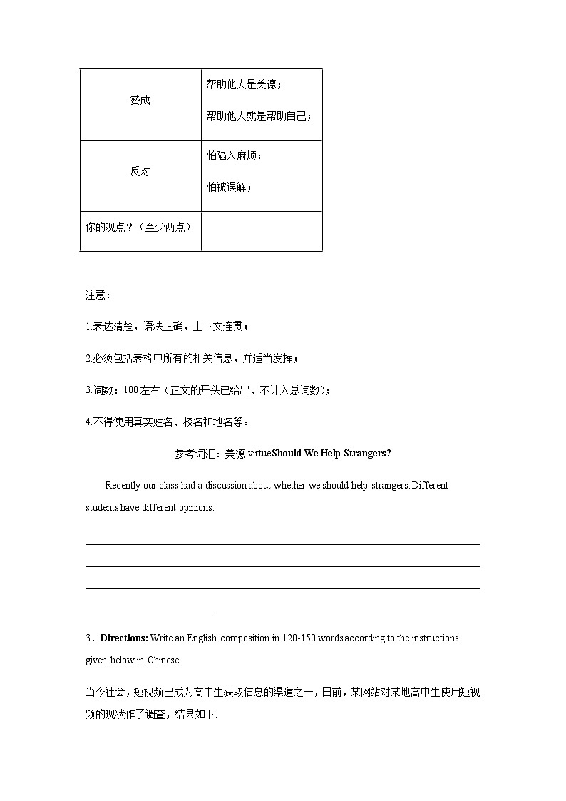 2023届高考英语二轮复习上海高考英语图表作文训练作业含答案02