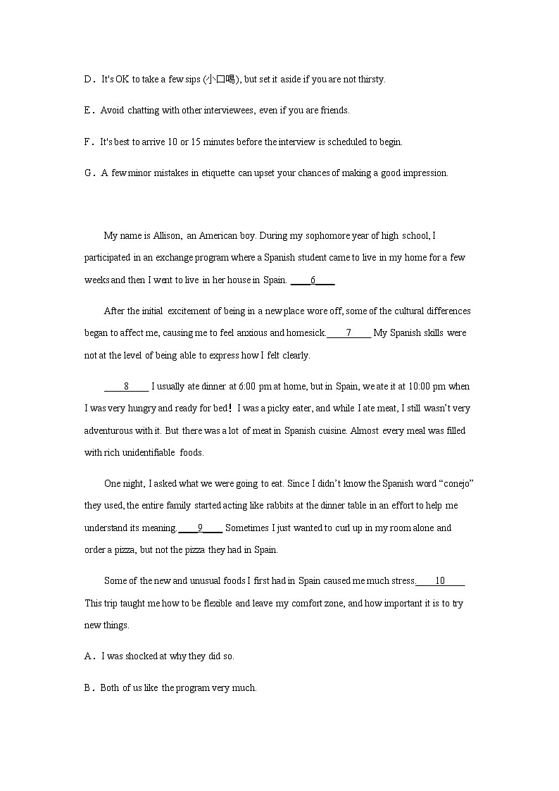 2023届高考英语二轮复习辽宁高考英语七选五训练作业含答案第2页