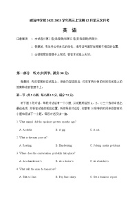 2022-2023学年四川省内江市威远中学校高三上学期12月第三次月考英语试题（Word版）