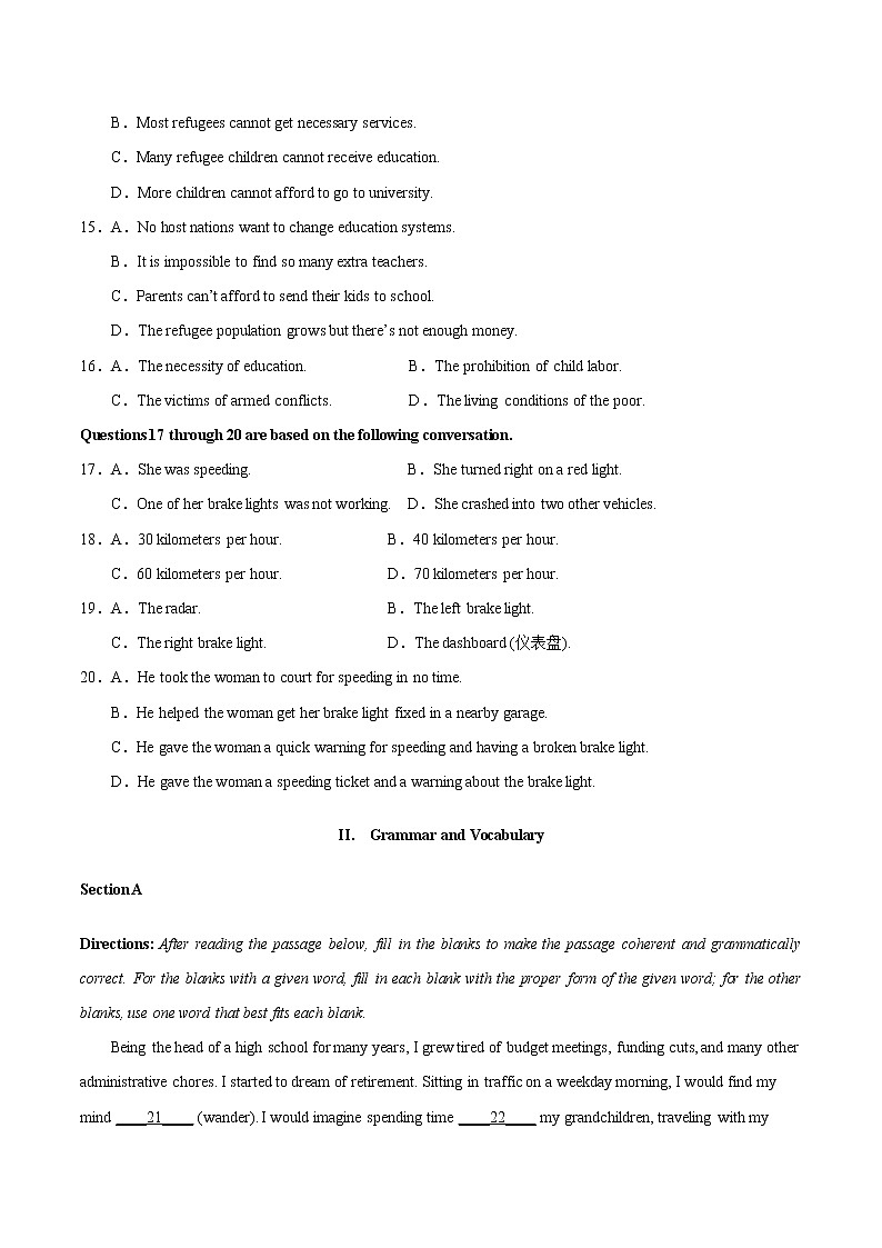 英语-2022-2023学年高一下学期开学摸底考试卷A（上海专用）（考试版）第3页