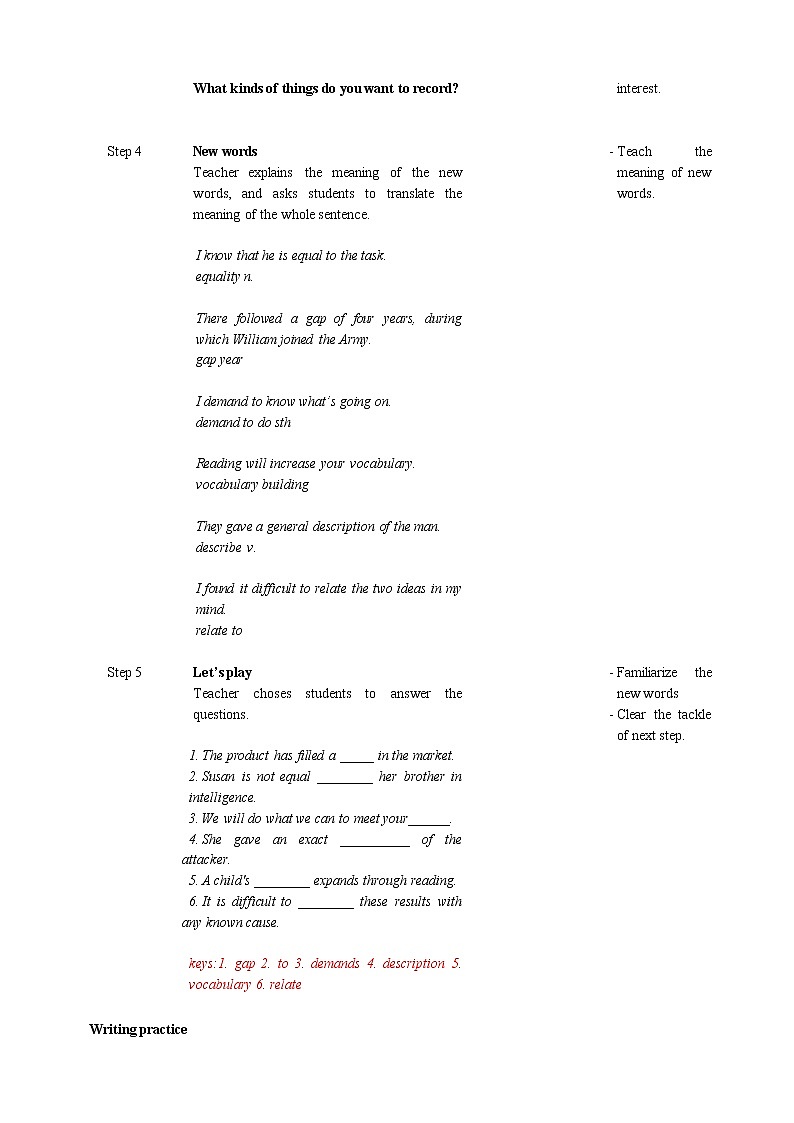 人教版（2019）高一英语必修一精品教学设计：Unit 5 Languages Around the World- Reading for Writing  教学设计（表格式）02