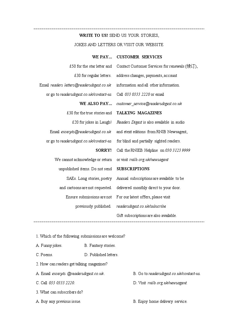 辽宁省大连市2023届高三英语上学期期末考试试卷（Word版附答案）03