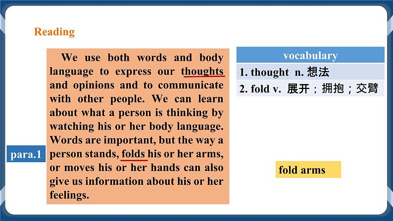 人教版 2019 高中选择性必修1英语 Unit4 Body language Period 1 Reading and Thinking 课件+教案+视频06