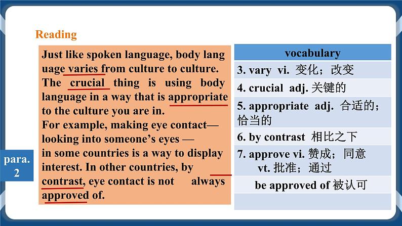 人教版 2019 高中选择性必修1英语 Unit4 Body language Period 1 Reading and Thinking 课件+教案+视频08