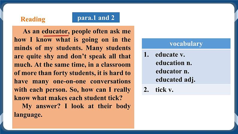 人教版 2019 高中选择性必修1英语 Unit4 Body language Period 5 How do I know my students 课件+教案+视频06