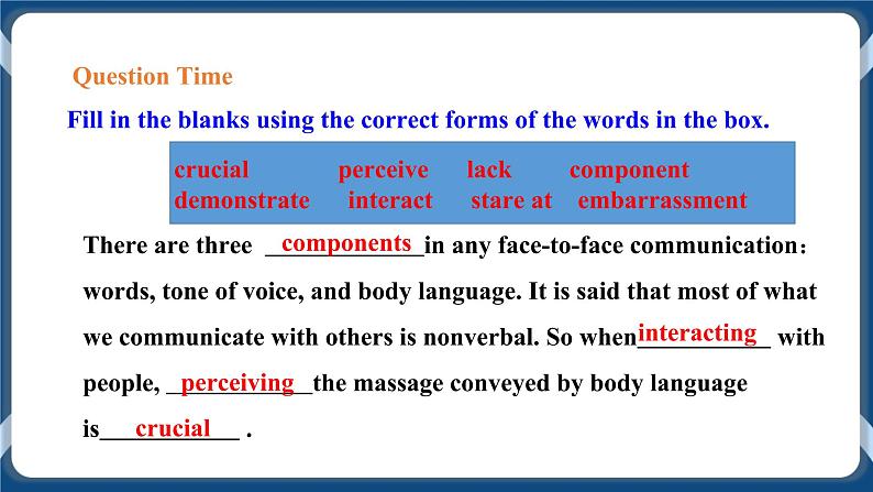 人教版 2019 高中选择性必修1英语 Unit4 Body language Period 6 Assessing your progress&project 课件+教案04