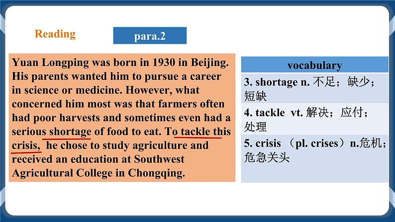 人教版 2019 高中选择性必修1英语 Unit5 Working the land Period 1 Reading and Thinking 课件第8页