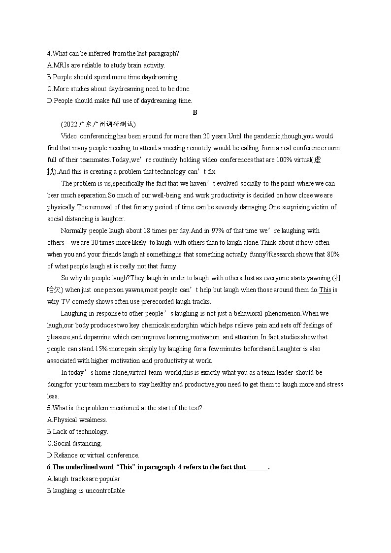 2023届高考二轮总复习试题 英语 （适用于新高考新教材） 专题一 阅读理解 考点分类练11　词句猜测题——代词指代类 Word版含解析02