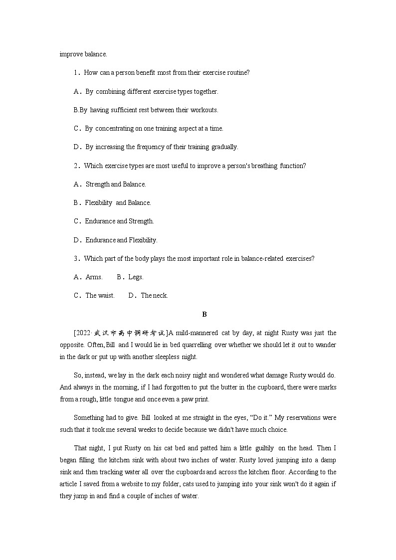 2023届统考版高考英语二轮专项分层特训40分阅读理解提分练(六)含答案第2页