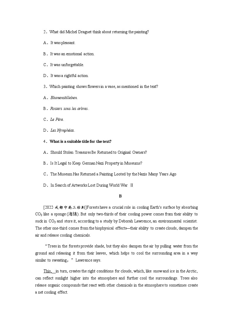 2023届统考版高考英语二轮专项分层特训阅读理解保分练(八)主旨大意题——标题归纳类含答案第2页