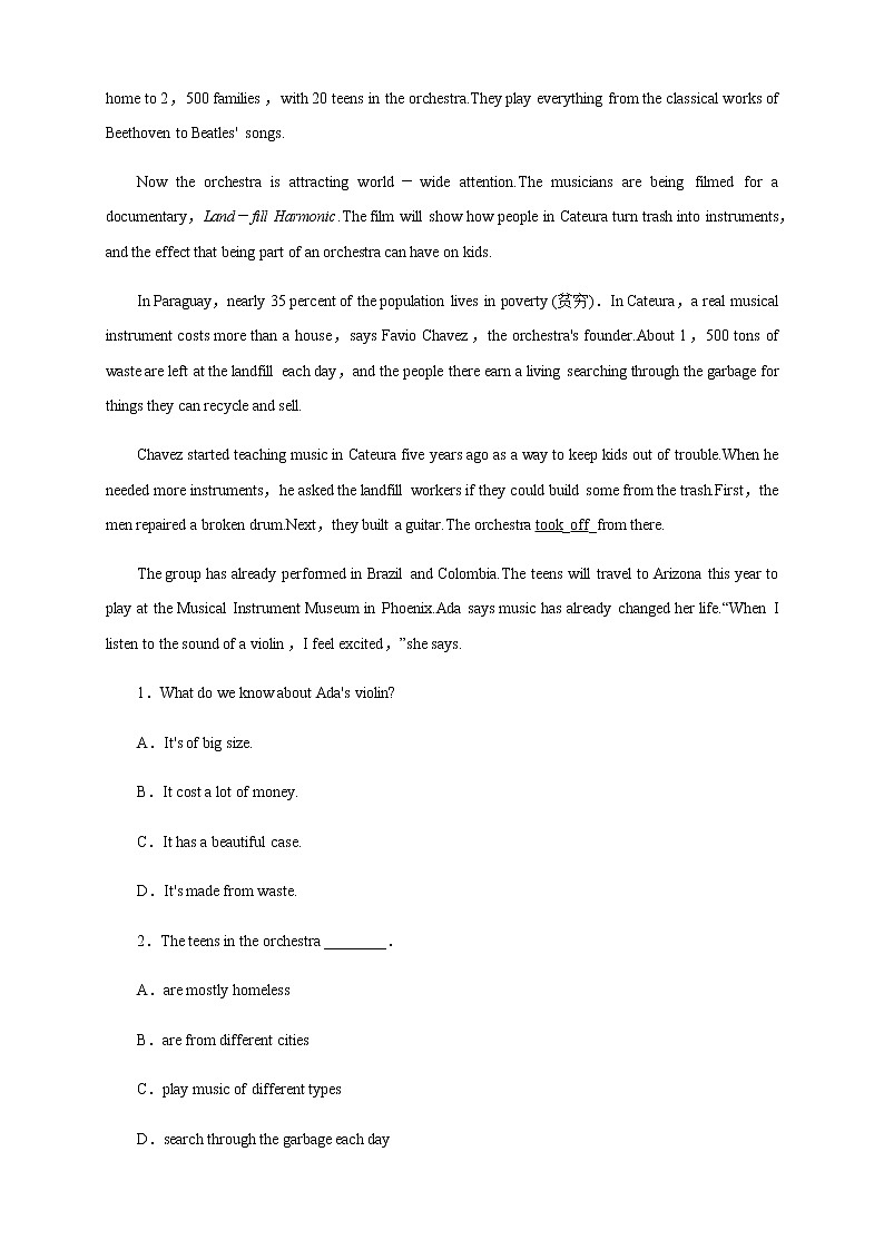 【新教材精创】5.4 Reading for Writing 练习（2）（原卷版）第2页