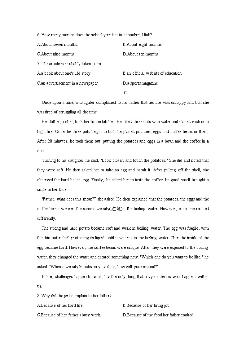 2022-2023学年河南省周口市太康县高一上学期第三次测试英语试题 Word版含答案03