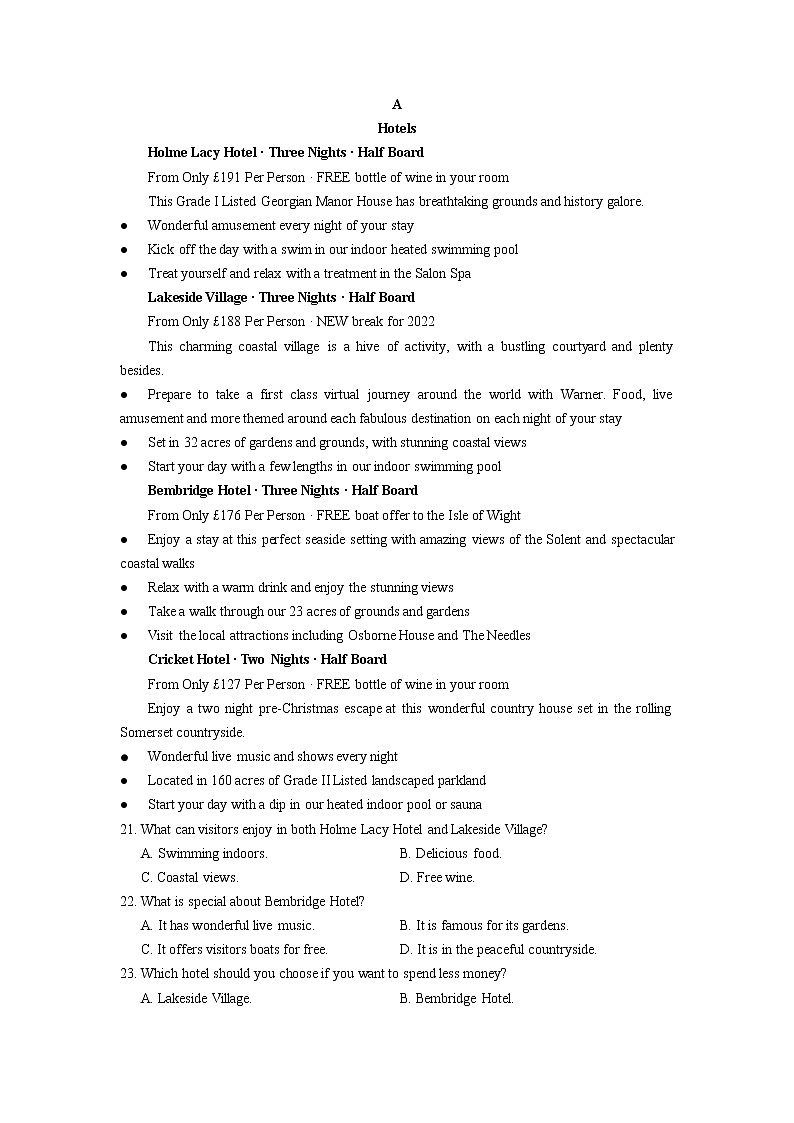 2022-2023学年四川省凉山州宁南中学高一上学期第二次月考英语试题第3页