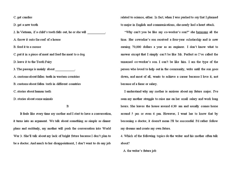 2022-2023学年甘肃省福台高级中学高一上学期中考试英语试题 Word版含答案02