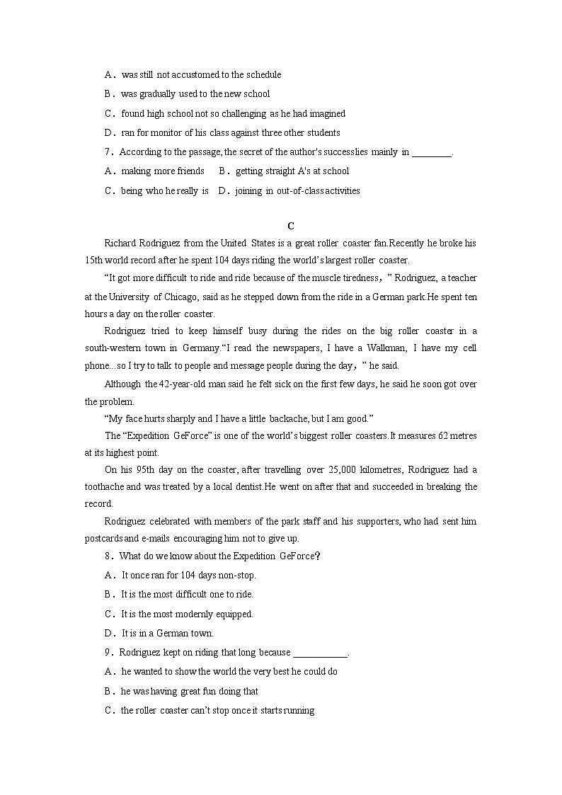 unit3单元素养评估测试A卷 (全国新高考地区使用)-2021-2022学年高二英语课后培优练（人教版2019选择性必修第一册）03