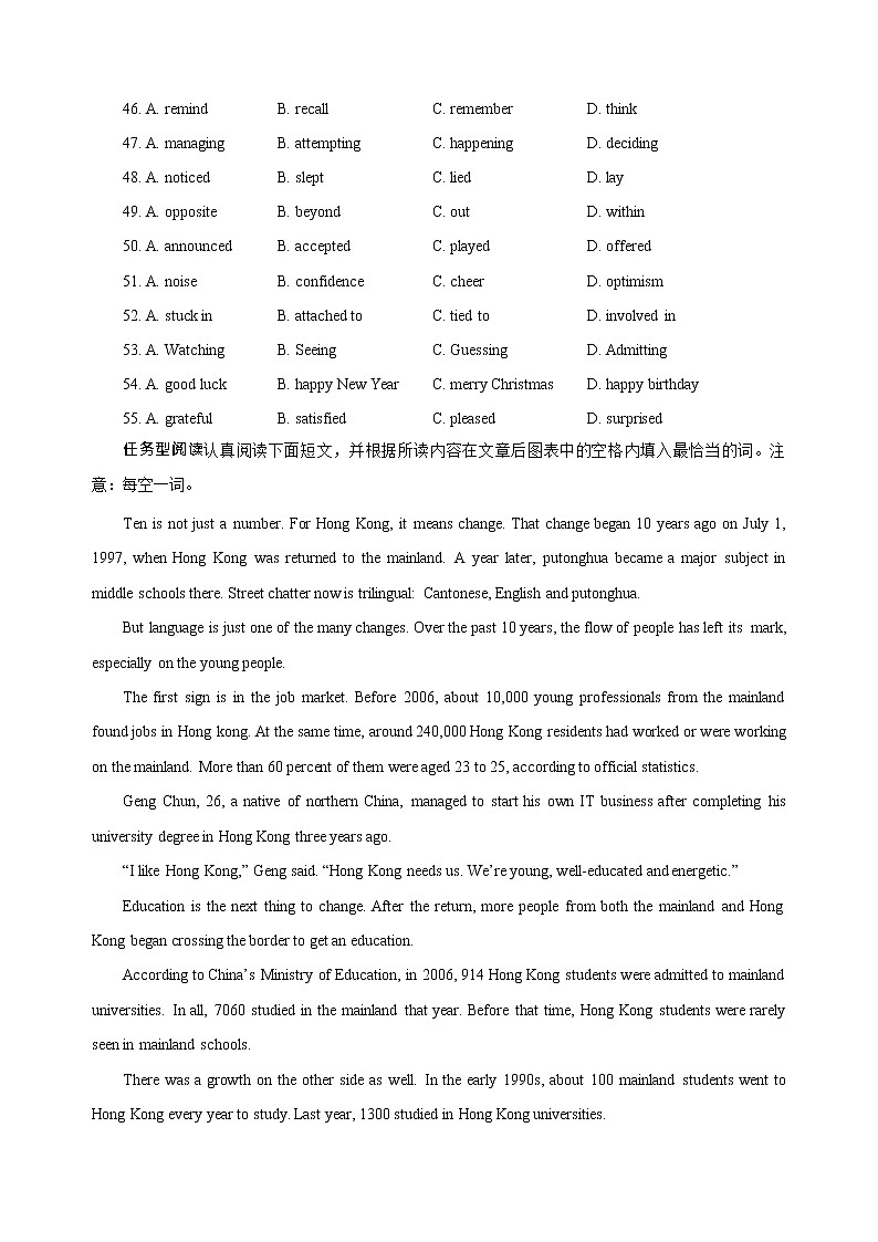 高中英语完型填空专项练习及答案 (11)第2页