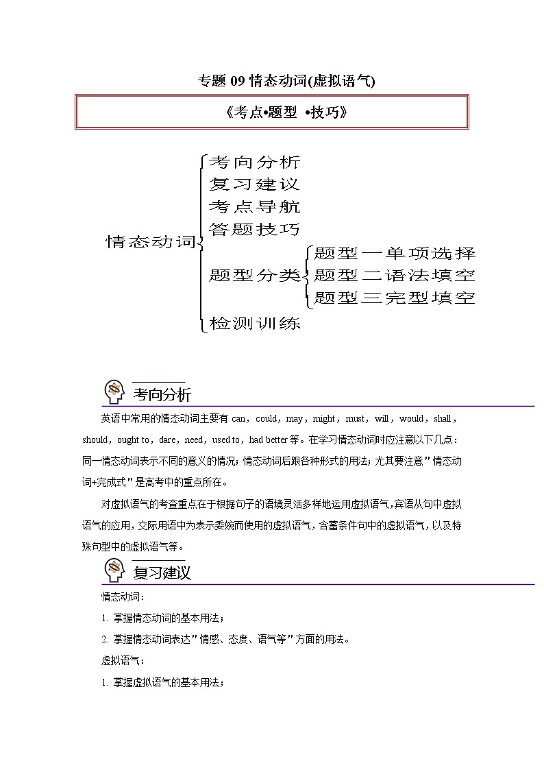 专题09情态动词(虚拟语气)-2023年高考英语一轮复习《考点%U2022题型 %U2022技巧》精讲与精练资料（学生版）第1页
