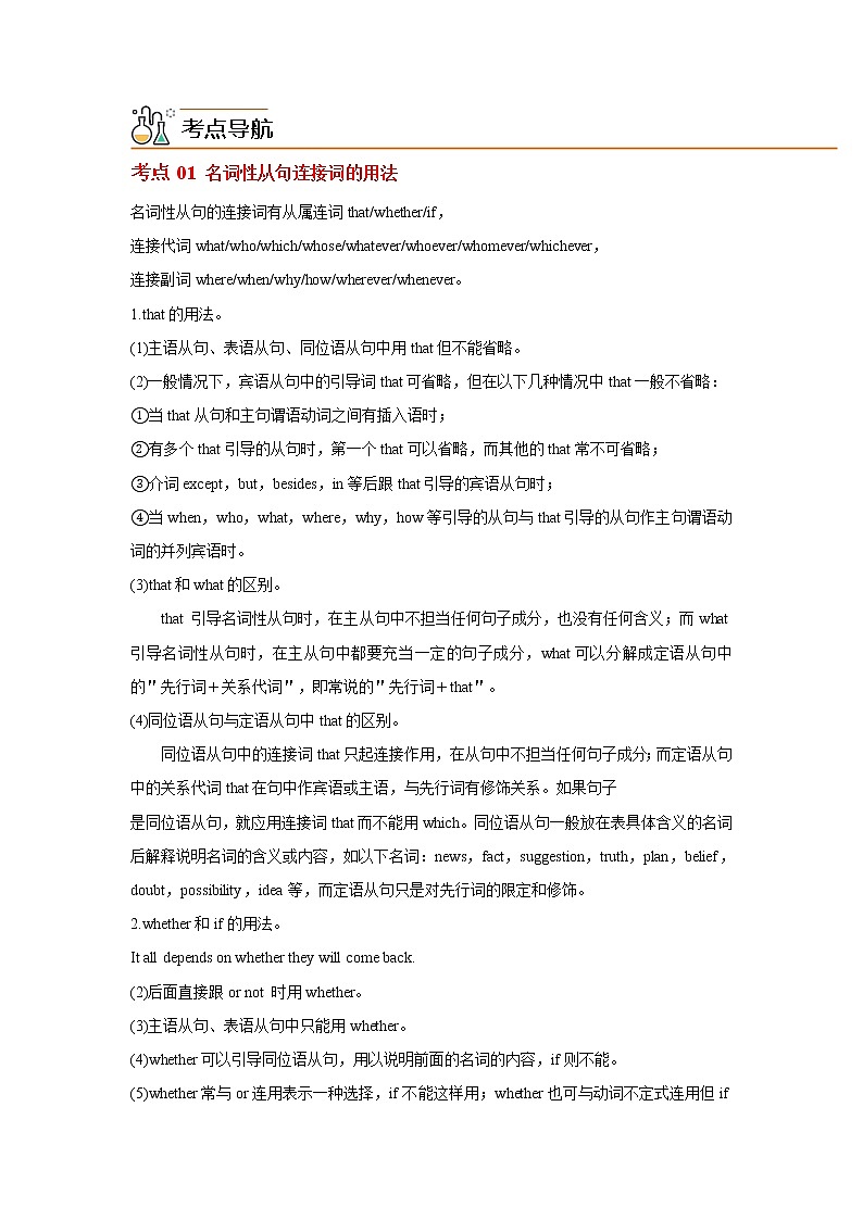 专题11名词性从句-2023年高考英语一轮复习《考点%U2022题型 %U2022技巧》精讲与精练资料（学生版）第2页