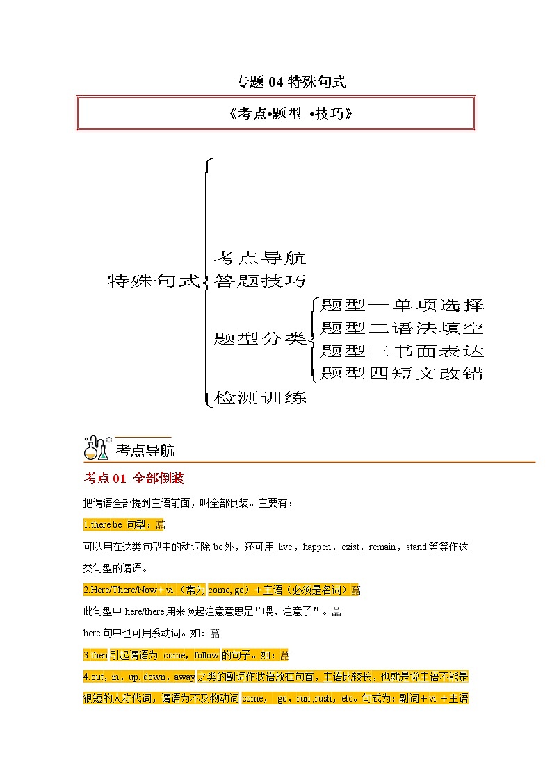 专题14特殊句式-2023年高考英语一轮复习《考点%U2022题型 %U2022技巧》精讲与精练资料（教师版）第1页