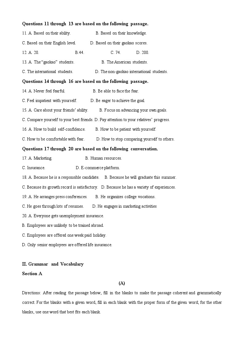 2022-2023学年上海师范大学附属中学 高一上学期期中考试英语试卷（解析版）第2页
