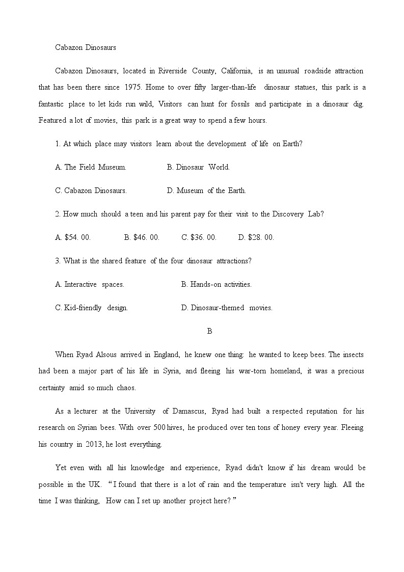 2022-2023学年浙江省杭州市高一上学期期末达标测试英语试题（Word版含答案）第2页