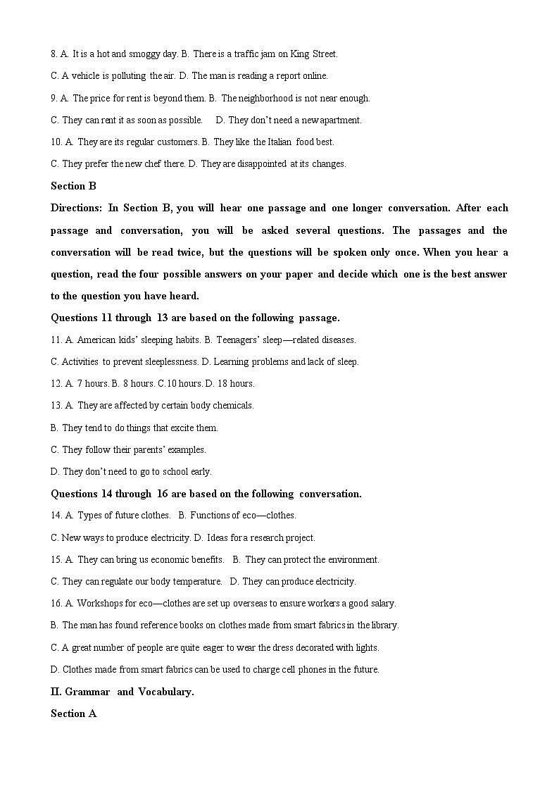 2022-2023学年上海市晋元高级中学高一上学期期末诊断英语试卷（解析版）第2页