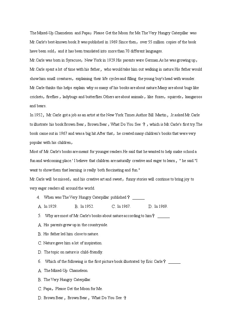 2022-2023学年甘肃省武威市民勤县高二上学期期中英语试卷（解析版）03