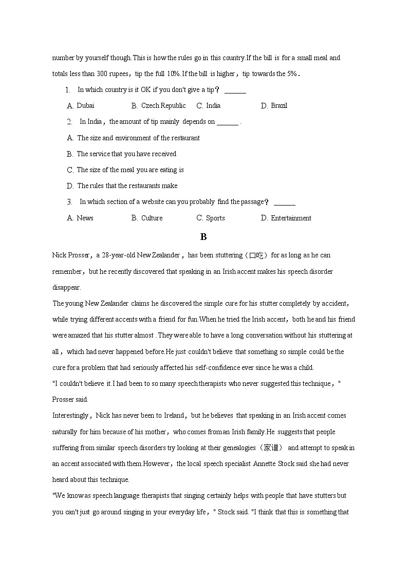 2022-2023学年四川省眉山市高二上学期期中英语试卷（解析版）02