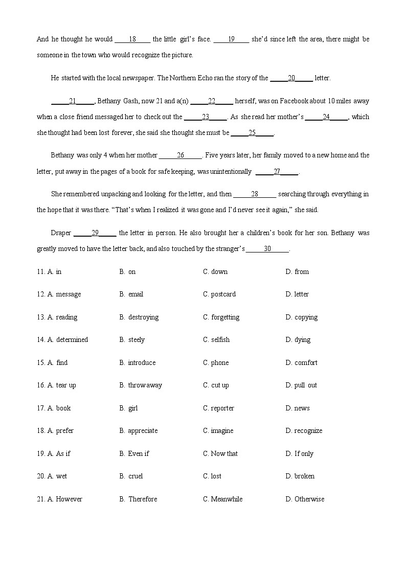 2022-2023学年天津市河北区高二上学期期末考试英语试题（Word版含答案，无听力部分）第3页