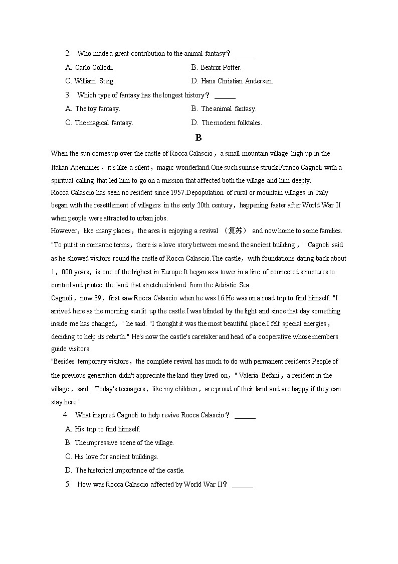 2022-2023学年吉林省吉林市永吉四中高二（上）期末英语试卷（含答案解析）第2页