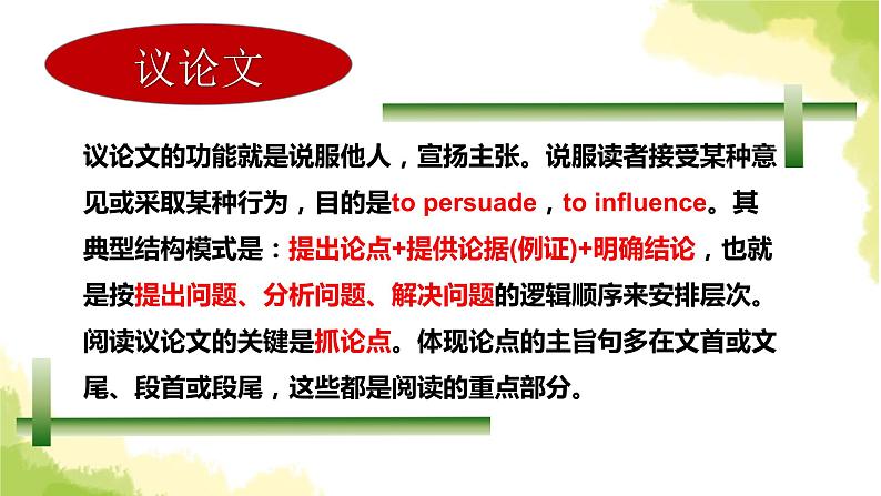 2023届高考英语二轮复习阅读理解议论文解题策略课件第2页