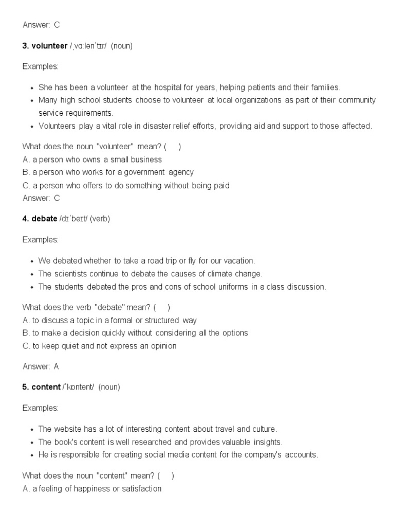 新版人教版高中英语必修（一）（语境复习词汇）Unit1-1 试卷02