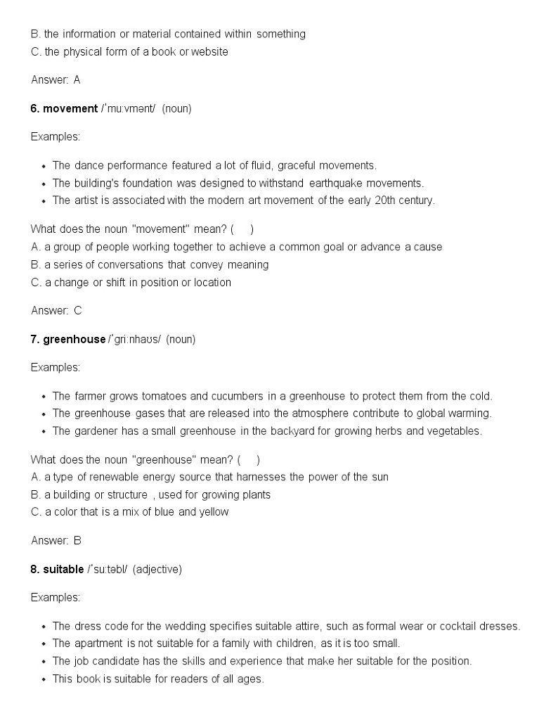 新版人教版高中英语必修（一）（语境复习词汇）Unit1-1 试卷03