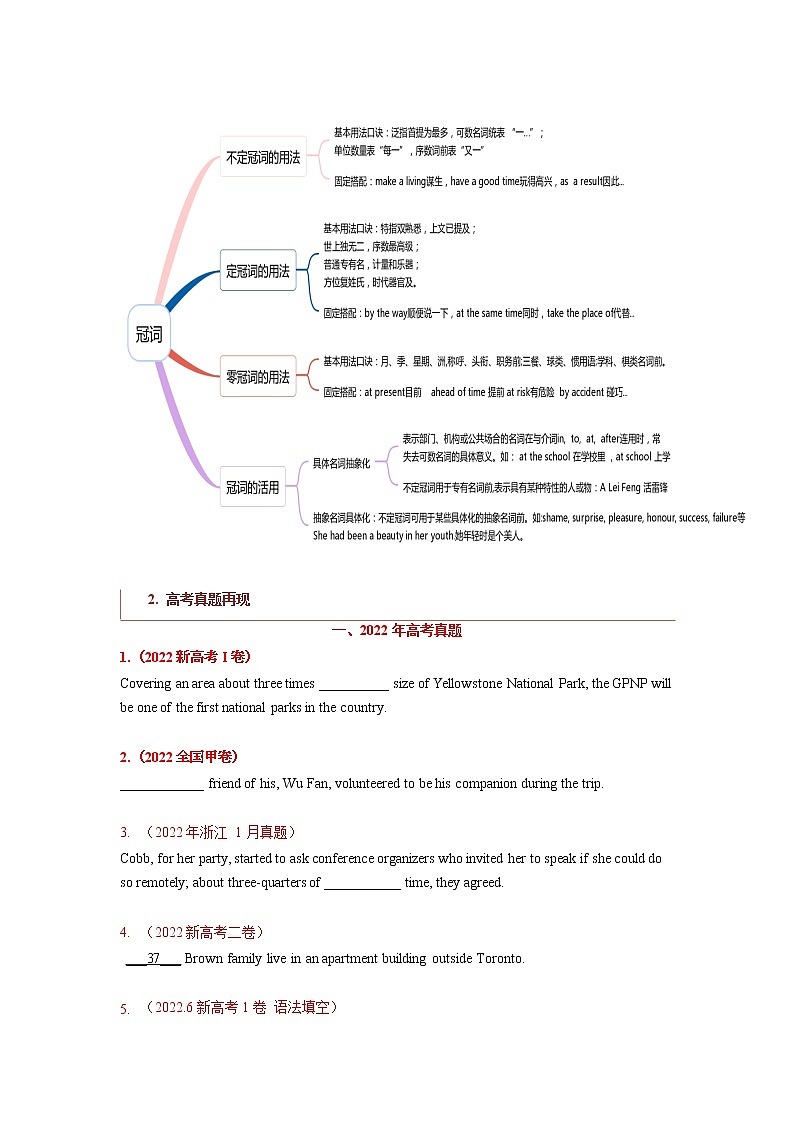 【高考二轮题型复习】2023年高考英语题型精讲精练学案（新高考）——专题01 高频语法之名词、代词、冠词、介词与语法填空（原卷版+解析版）02