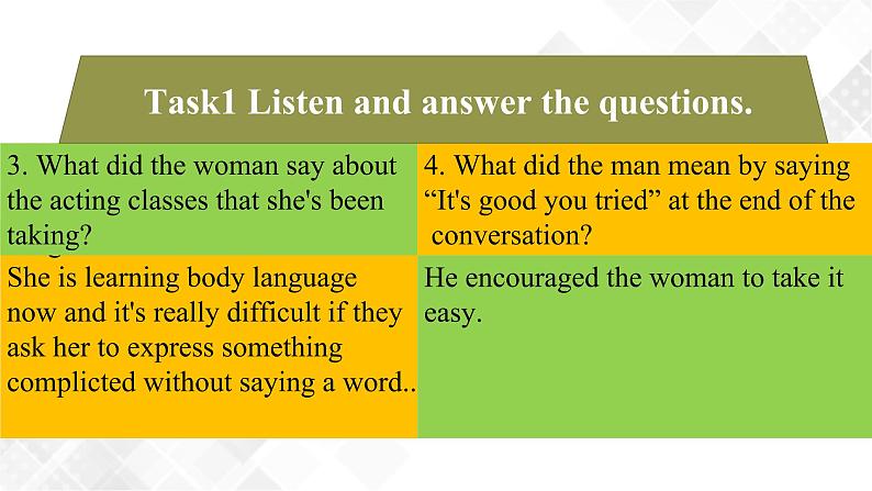 4.3 Unit4 Body Language  Using Language-Listening and Speaking教学课件第6页