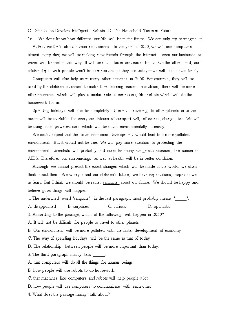 Unit 1 Science Fiction Learning about Language——2022-2023学年高二英语人教版（2019）选择性必修第四册同步课时训练03