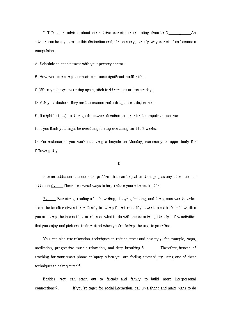 高中英语高考  2021届小题必练18 七选五之语段过渡题 学生版第3页