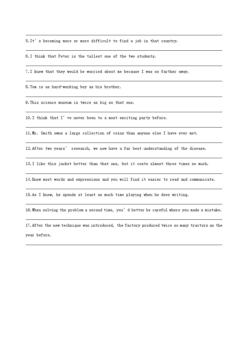 高中英语高考2019届高考英语一轮复习第二部分语法专练专题三形容词和副词基础巩固外研版第3页