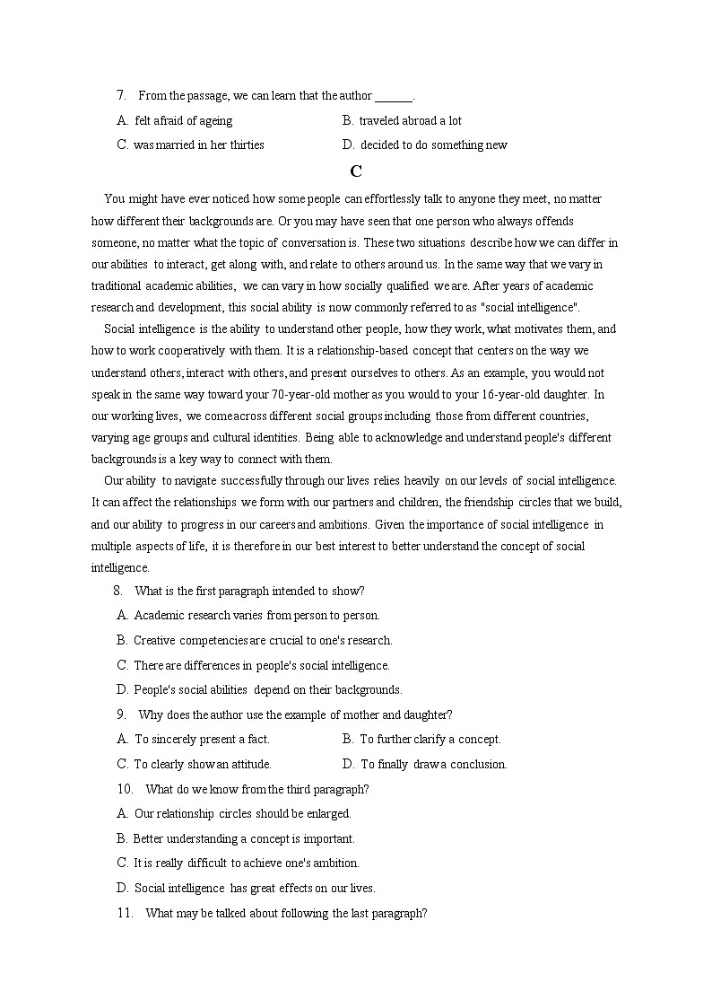 2021-2022学年陕西省西安市高新一中高一（下）第二次月考英语试卷（含答案解析）03